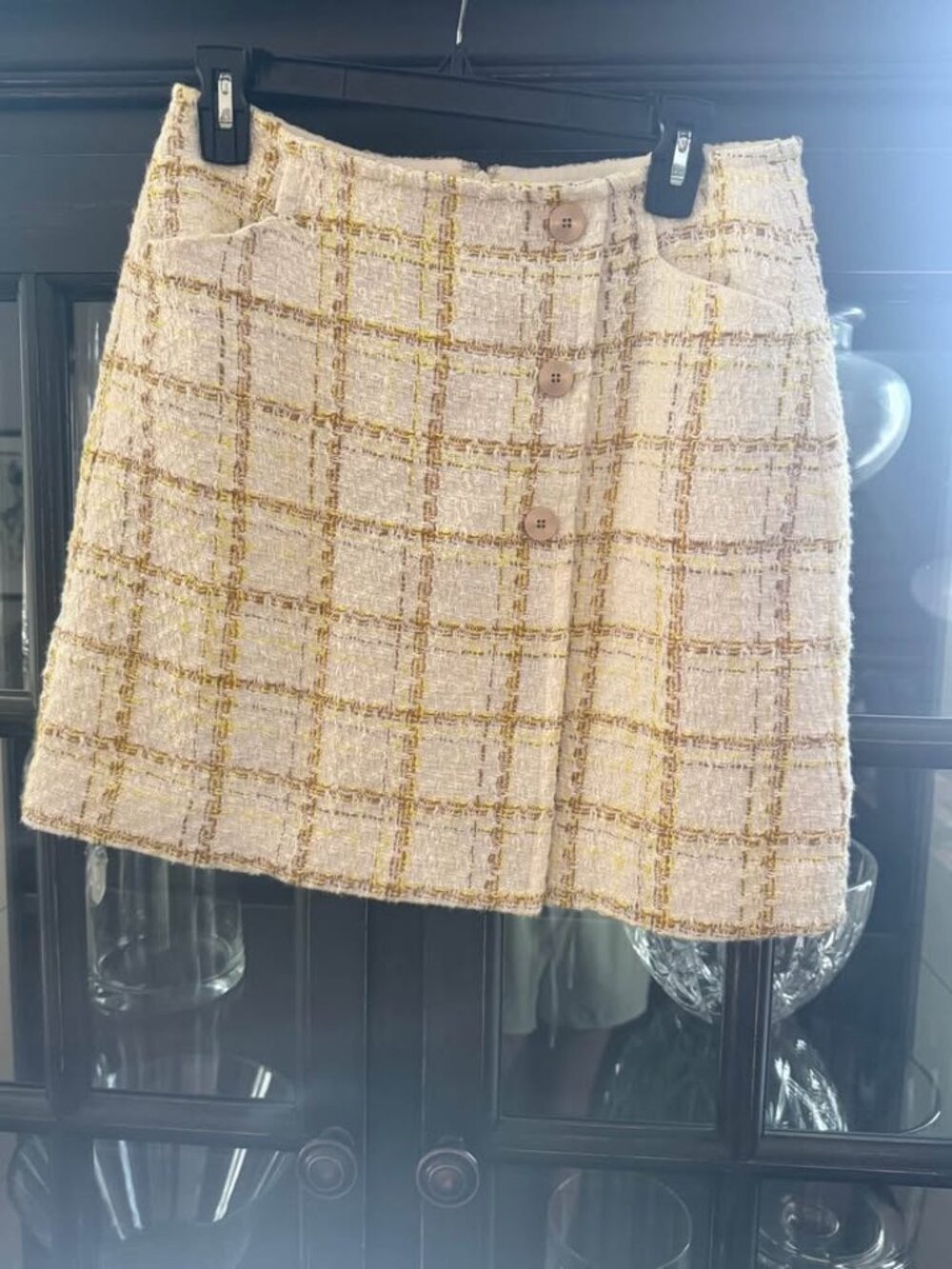 Cabi Plaid Tweed Skirt